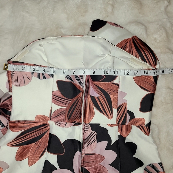 KEEPSAKE white floral Strapless Sheath Dress with Slit - Picture 10 of 11